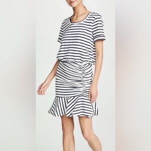 Veronica Beard Jean Pima Ruched Dress w/Flounce-M